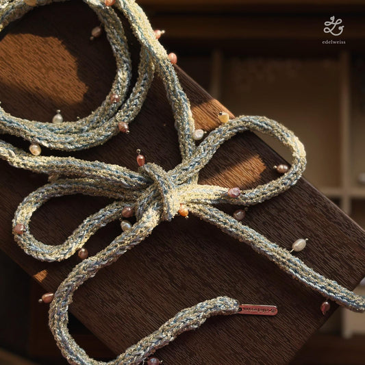Lustre flutters - 手工編繩項鍊配天然淡水珍珠 Lustre flutters- Hand Woven Necklace with Fresh Water Pearls